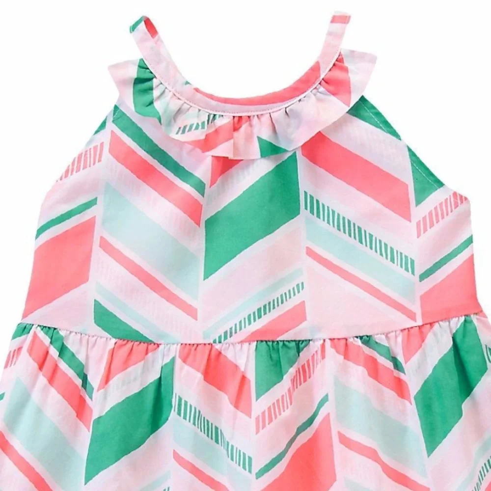 Gymboree Tiered Trapeze Dress Coral Mint‎ 7 NWT